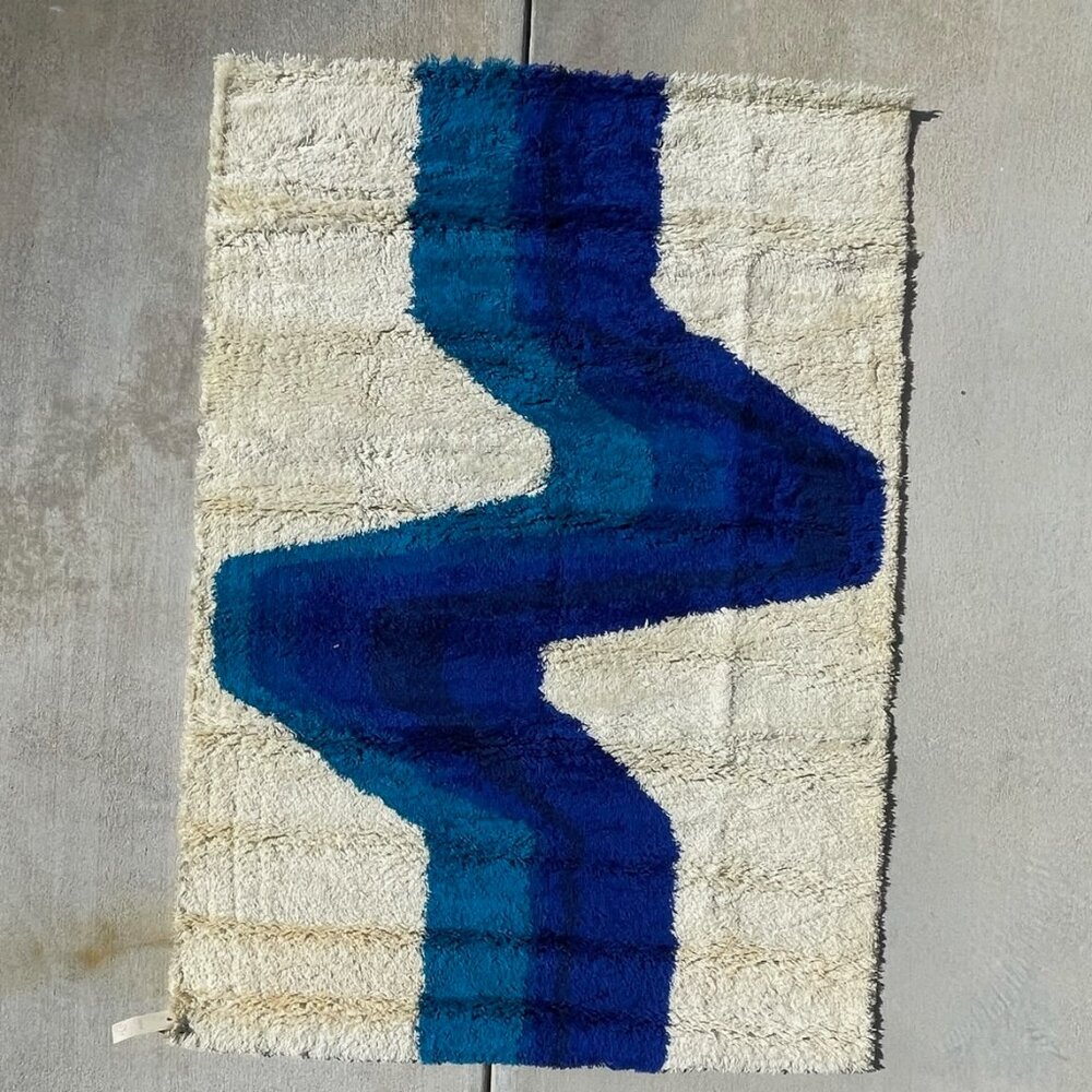 60's HOJER EKSPORT WILTON Lightening UNUSED Mid Century Modern Rya Danish Rug